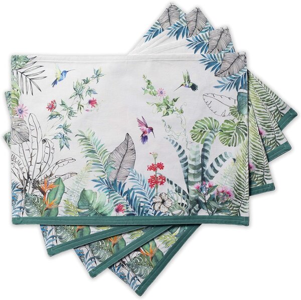Set 4 naproane, flori si pasari, 33 cm x 48 cm