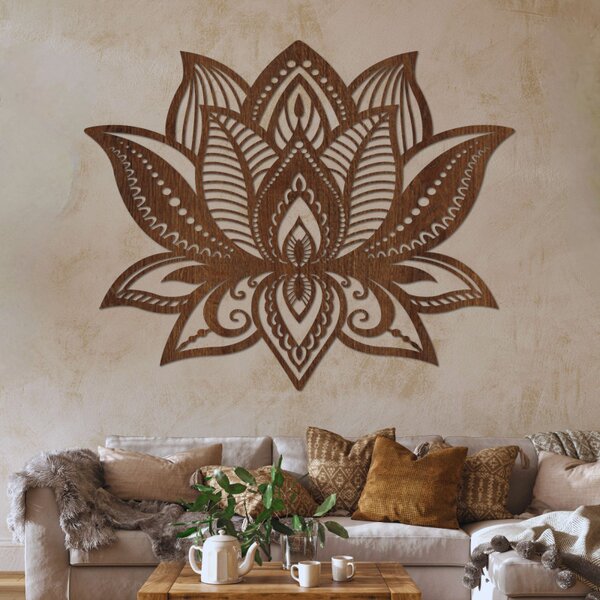 Pictură murală din lemn cu floare de lotus | LOTONIS