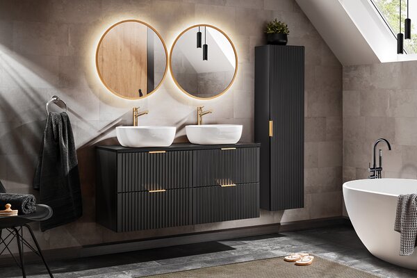 Comad Adel Black dulap 80x46x57 cm sub chiuveta pe perete negru ADEL BLACK 82-80-B-2S