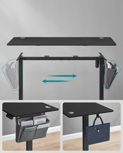 Birou reglabil Songmics Negru 140x60x120 cm