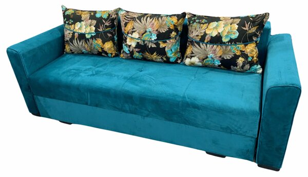 Canapea LILI extensibila, 3 locuri, cu lada de depozitare, stofa plusata, 220x95x80 Maro, Stofa plusata