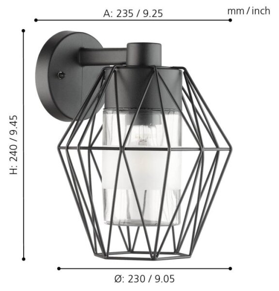 Eglo 97226 - Aplica perete exterior CANOVE 1xE27/60W/230V