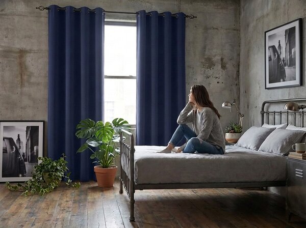 Draperie albastru inchis OXFORD LIGHT 140x250 cm Agatat: Rejansa