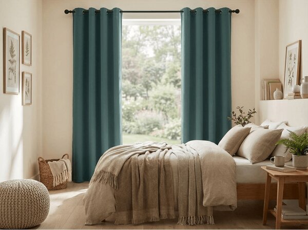 Draperie turcoaz OXFORD 140x250 cm Agatat: Inele metalice
