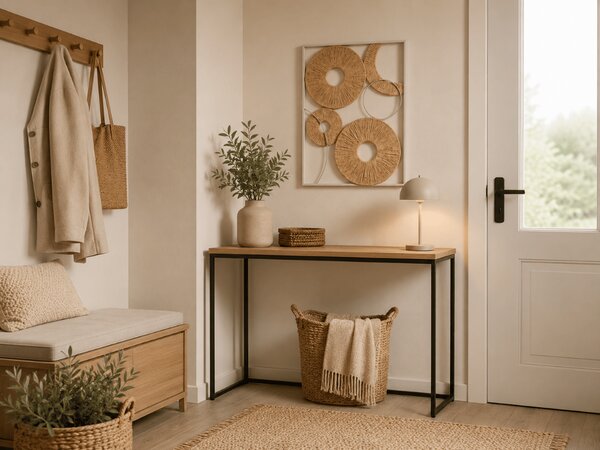 Decoratiune de perete CIRCLES metalica 48x68 cm, alba / bej