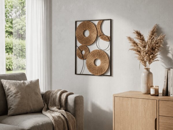 Decoratiune de perete CIRCLES metalica 48x68 cm, maro