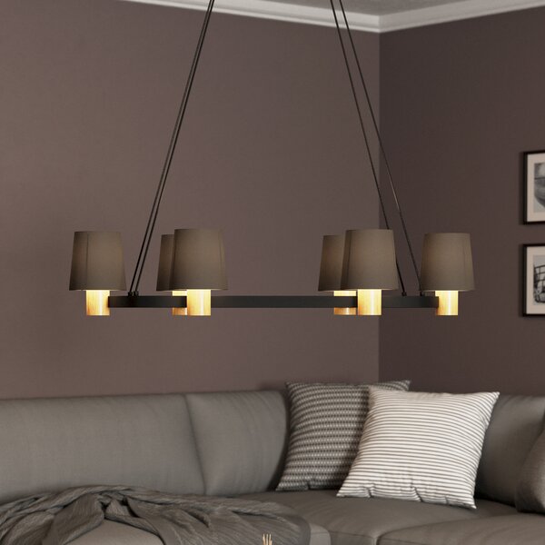 EGLO Edale candelabru, 6x abajur pânză cappuccino, oval, reglabil, Maro / Rugină, Camera de zi / sufragerie, Țesătură / Textil, Modern