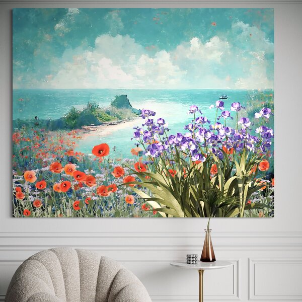 Tablou Canvas Premium LuxCanva® A1294, Flowers , Living, Mare, Plaja, Maci, Flori Violet, Dormitor, Culori Vibrante
