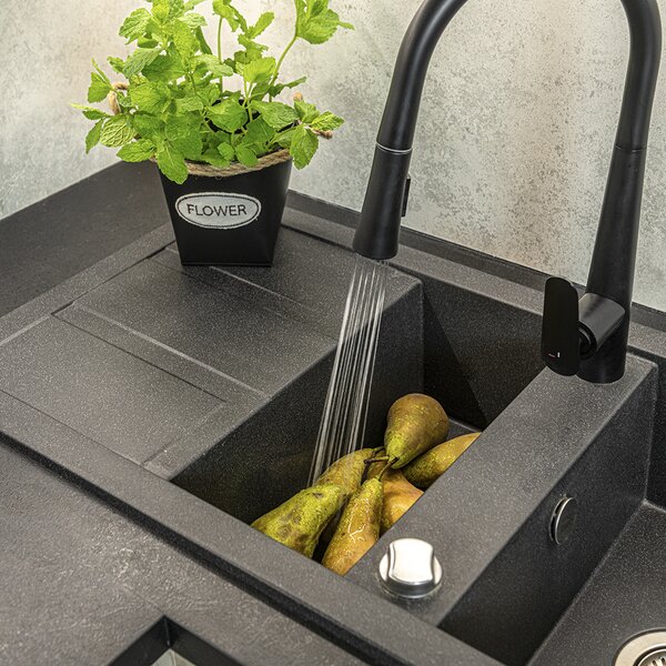Laveo Barbados chiuvetă din granit 100x48 cm gri/grafit/onix SBB531T