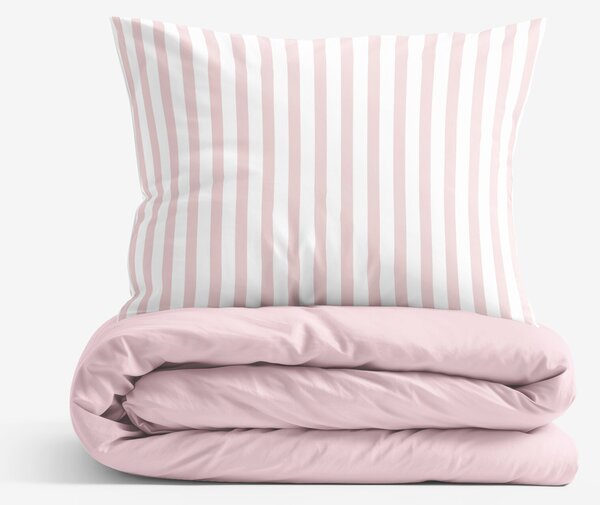 Goldea lenjerie de pat din 100% bumbac duo - dungi roz pudră cu roz pudră 150 x 200 și 50 x 60 cm
