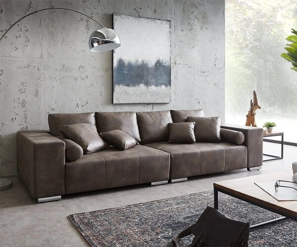 Canapea extensibilă dumonde cu ladă de depozitare si sezut confortabil din spuma high-density, Marbela Tobago Brown XXL 295x120 cm
