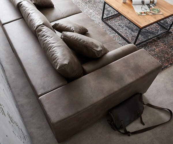 Canapea extensibilă dumonde cu ladă de depozitare si sezut confortabil din spuma high-density, Marbela Tobago Brown XXL 295x120 cm