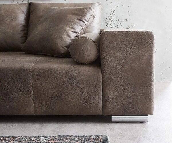 Canapea extensibilă dumonde cu ladă de depozitare si sezut confortabil din spuma high-density, Marbela Tobago Brown XXL 295x120 cm