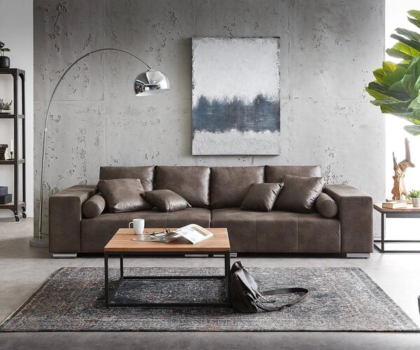 Canapea extensibilă dumonde cu ladă de depozitare si sezut confortabil din spuma high-density, Marbela Tobago Brown XXL 295x120 cm