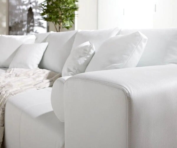 Canapea extensibilă dumonde cu ladă de depozitare si sezut confortabil din spuma high-density, Marbela White XXL 295x120 cm
