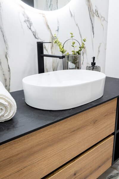 Laveo Desna lavoar 50x35 cm ovale de blat alb luciu VUD6250