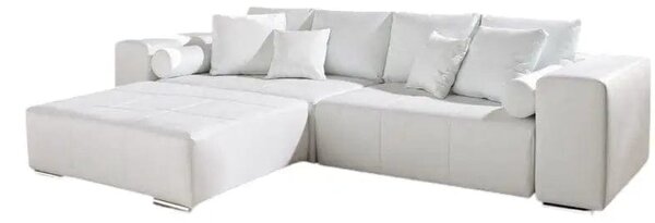 Canapea extensibilă dumonde cu ladă de depozitare si sezut confortabil din spuma high-density, Marbela White XXL 295x120 cm