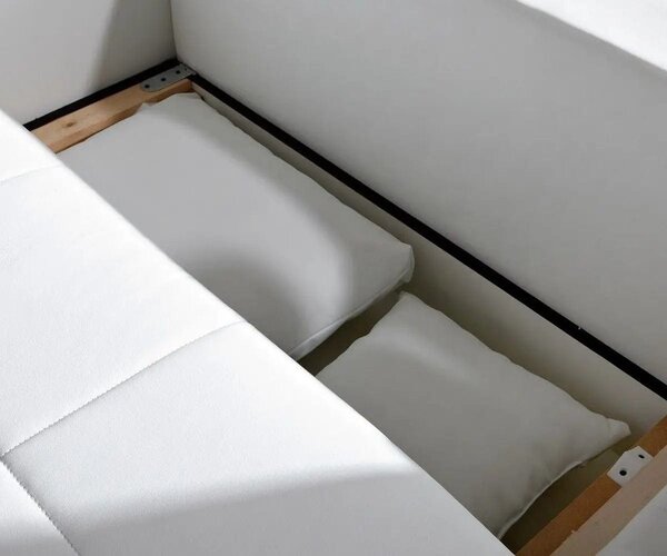 Canapea extensibilă dumonde cu ladă de depozitare si sezut confortabil din spuma high-density, Marbela White XXL 295x120 cm