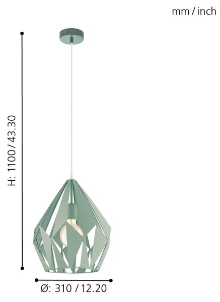 EGLO 49026 - Lustră pe cablu CARLTON-P 1xE27/60W/230V