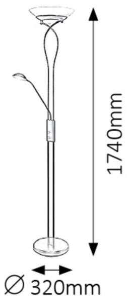 Rabalux 4554 - Lampadar GAMMA TREND 2xE27/15W+1xG9/40W/230V negru