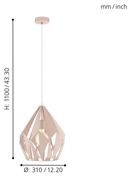 EGLO 49024 - Lustră pe cablu CARLTON-P 1xE27/60W/230V