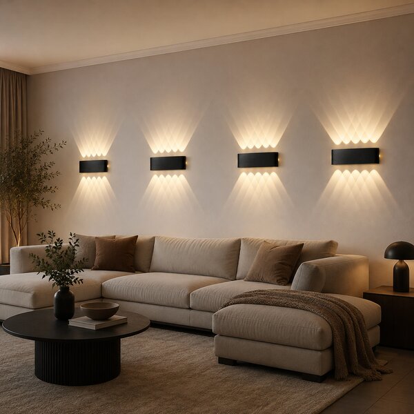 Lampă LED de perete Celestia – Neagră, 10 × 1W