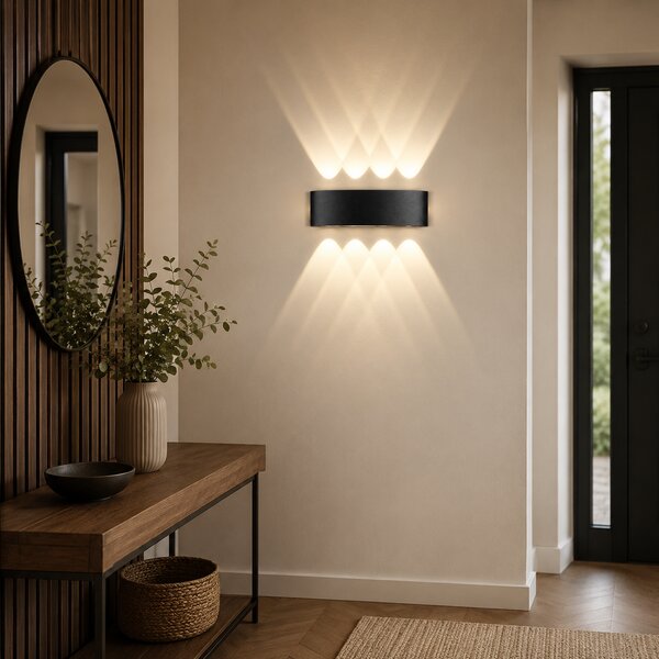 Lampă LED de perete Celestia – Neagră, 10 × 1W