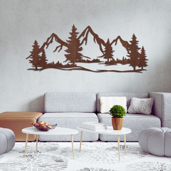 Decorațiune murală din lemn - munți și păduri impunătoare | MAGNA