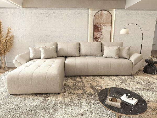 Colțar extensibil dumonde cu ladă de depozitare Berlin XL Enjoy Beige 350x185 cm