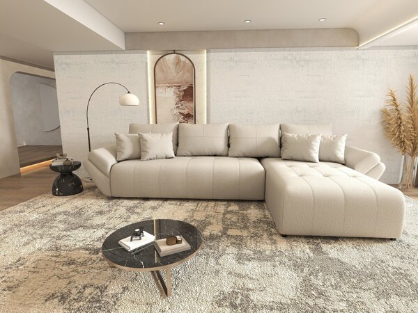 Colțar extensibil dumonde cu ladă de depozitare Berlin XL Enjoy Beige 350x185 cm II