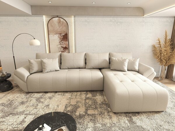 Colțar extensibil dumonde cu ladă de depozitare Berlin XL Enjoy Beige 350x185 cm II