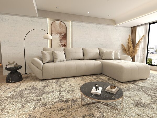 Colțar extensibil dumonde cu ladă de depozitare Berlin XL Enjoy Beige 350x185 cm II