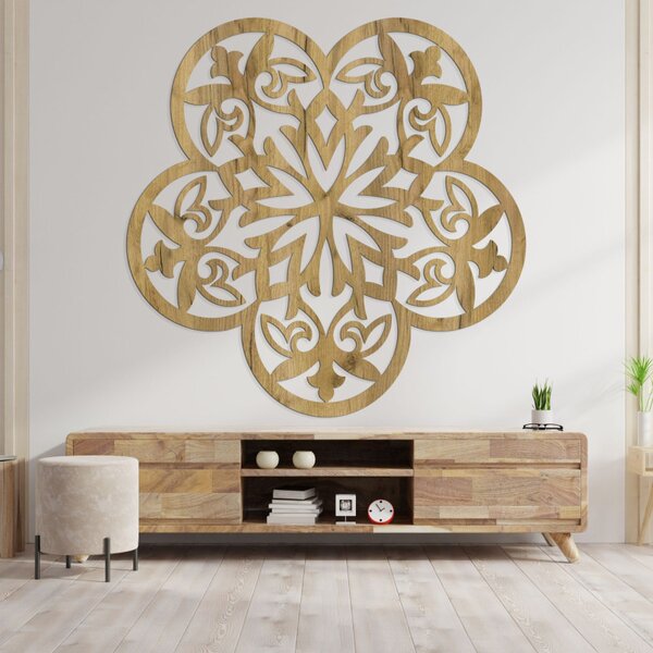 Decor de perete din lemn mandala floare misterioasă - AURELIA