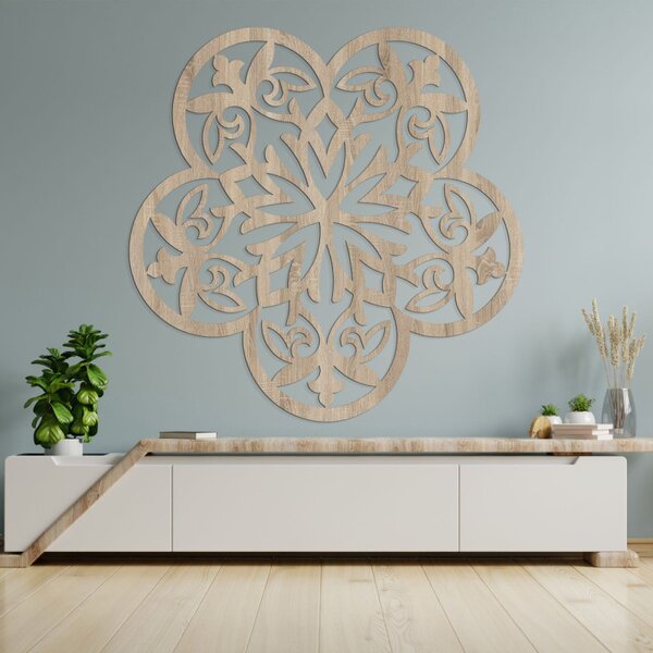Decor de perete din lemn mandala floare misterioasă - AURELIA