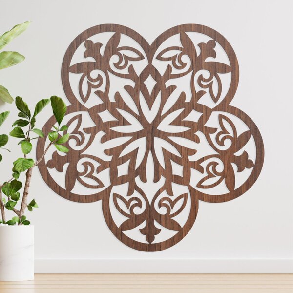 Decor de perete din lemn mandala floare misterioasă - AURELIA