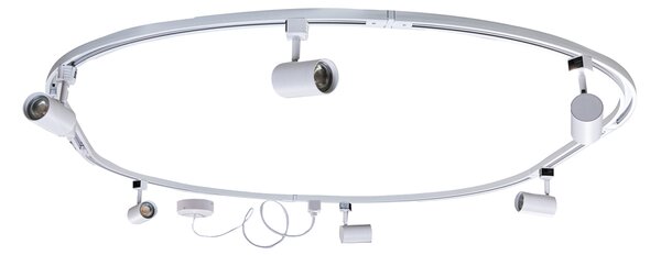 Sistem modern de iluminat pe șine cu 6 spoturi albe monofazate oval 100cm - Iconic Jeana