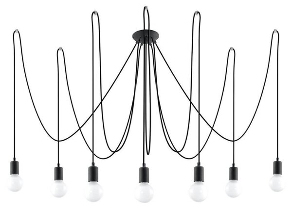 Lustră pe cablu EDISON 7 7xE27/60W/230V negru