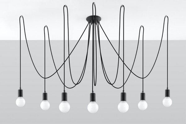 Lustră pe cablu EDISON 7 7xE27/60W/230V negru