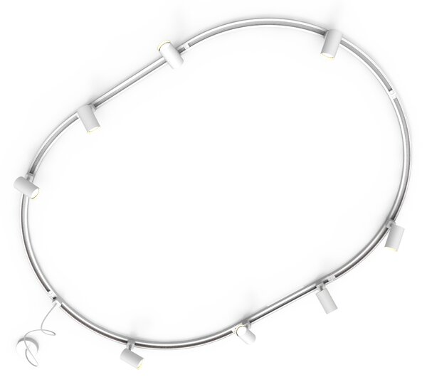 Sistem de iluminat modern pe șină cu 8 spoturi albe monofazate oval 200cm - Iconic Jeana