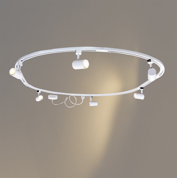 Sistem modern de iluminat pe șine cu 6 spoturi albe monofazate oval 100cm - Iconic Jeana