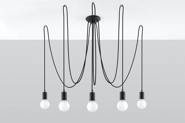 Lustră pe cablu EDISON 5 5xE27/60W/230V negru