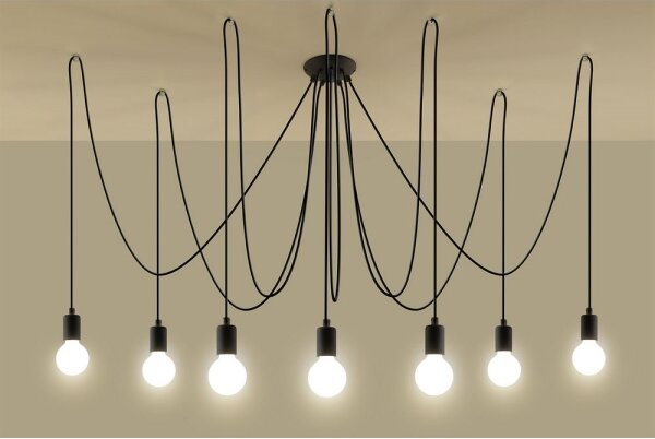 Lustră pe cablu EDISON 7 7xE27/60W/230V negru