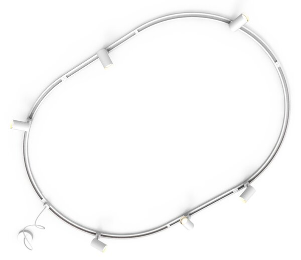 Sistem modern de iluminat pe șine cu 6 spoturi albe monofazate oval 100cm - Iconic Jeana