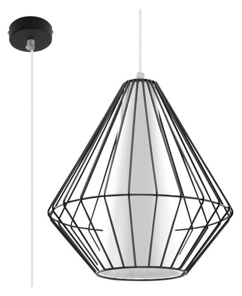Lustră pe cablu DEMI 1xE27/60W/230V negru/alb