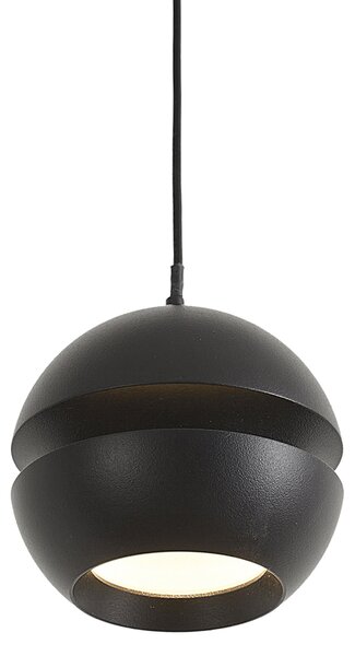 Sistem de iluminat pe șină modern negru cu 6 spoturi și 4 lămpi suspendate Easylift monofazate - Slimline Uzzy Tira