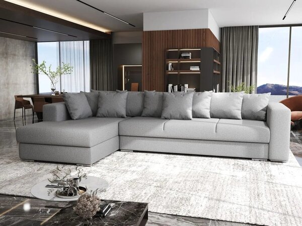 Colțar extensibil dumonde cu ladă de depozitare Gloria Enjoy Grey 320x183 cm