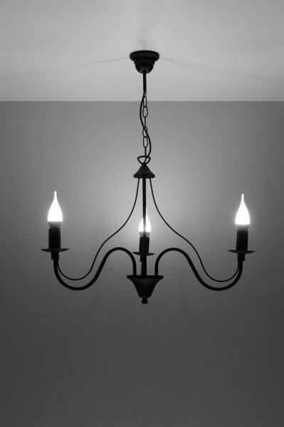 Lustră pe lanț MINERWA 3 3xE14/40W/230V negru