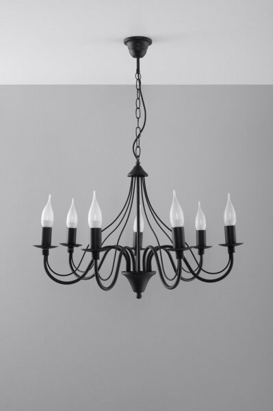 Lustră pe lanț MINERWA 7 7xE14/40W/230V negru