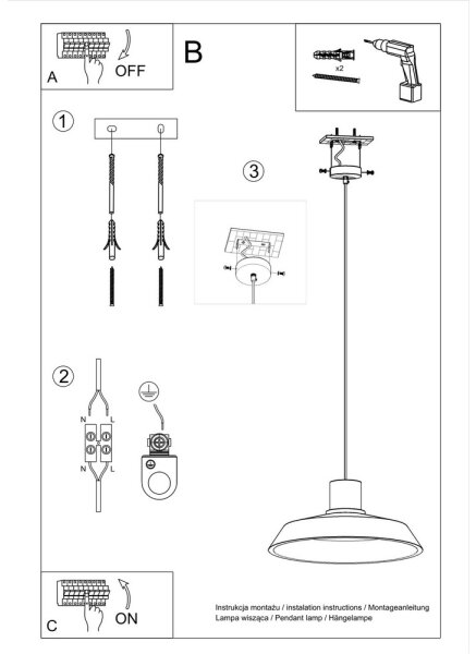 Lustră pe cablu AFRA 1xE27/60W/230V gri/natural lemn Sollux SL.0282
