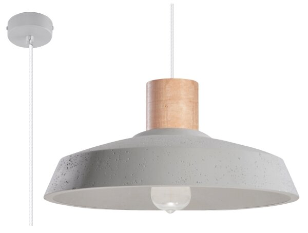 Lustră pe cablu AFRA 1xE27/60W/230V gri/natural lemn Sollux SL.0282